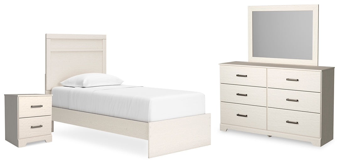 Stelsie  Panel Bed With Mirrored Dresser And Nightstand