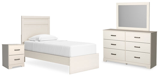 Stelsie  Panel Bed With Mirrored Dresser And Nightstand