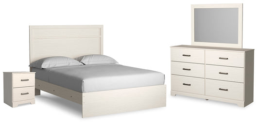 Stelsie  Panel Bed With Mirrored Dresser And Nightstand