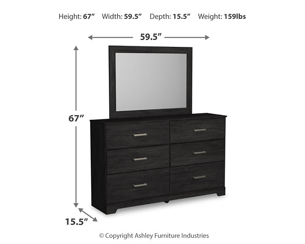 Belachime  Panel Bed With Mirrored Dresser