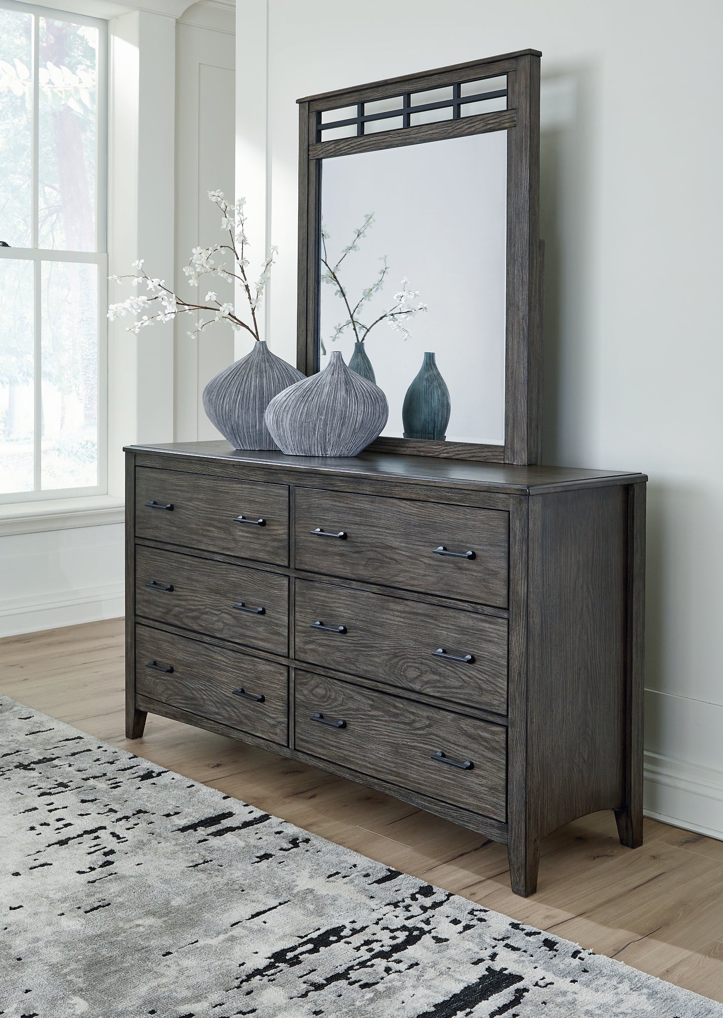 Montillan California  Panel Bed With Mirrored Dresser