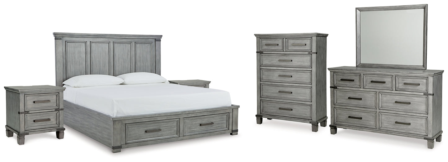 Russelyn California  Storage Bed With Mirrored Dresser, Chest And 2 Nightstands