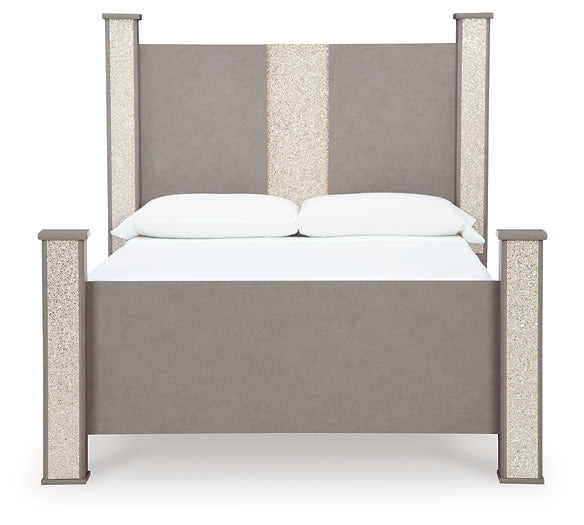 Surancha  Poster Bed With Mirrored Dresser