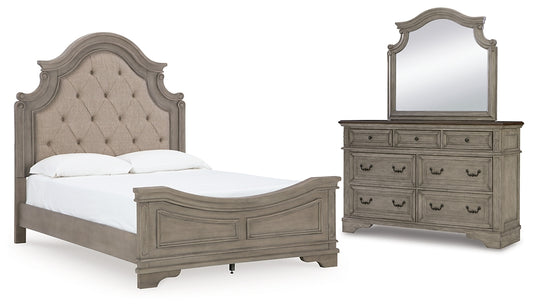 Lodenbay  Panel Bed With Mirrored Dresser