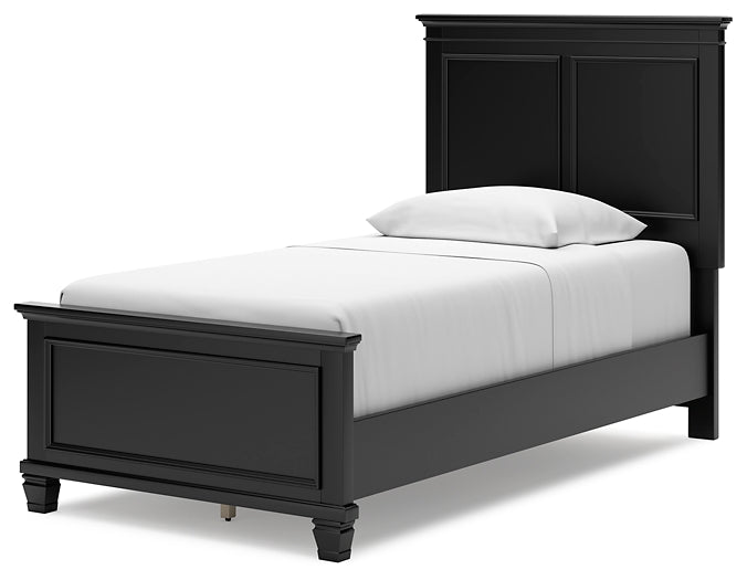 Lanolee  Panel Bed With Mirrored Dresser, Chest And 2 Nightstands