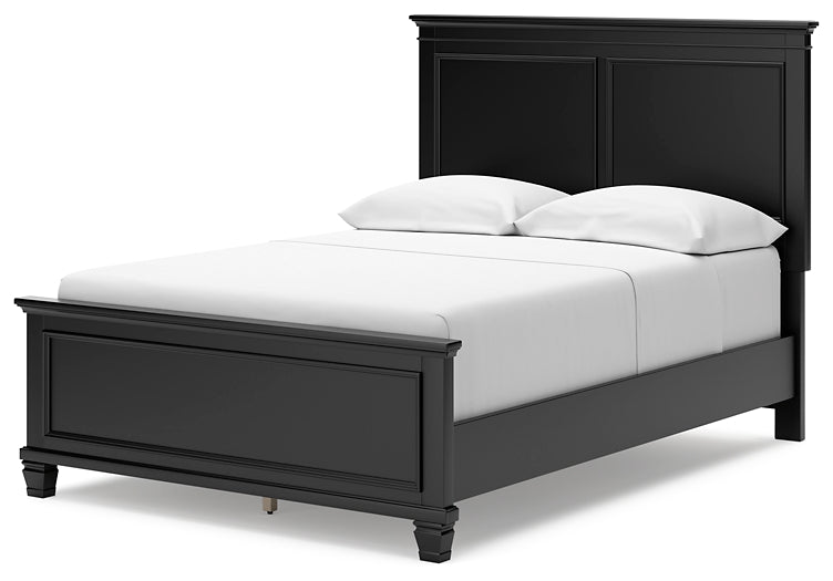 Lanolee  Panel Bed With Mirrored Dresser, Chest And 2 Nightstands