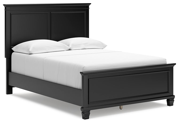 Lanolee  Panel Bed With Mirrored Dresser, Chest And 2 Nightstands