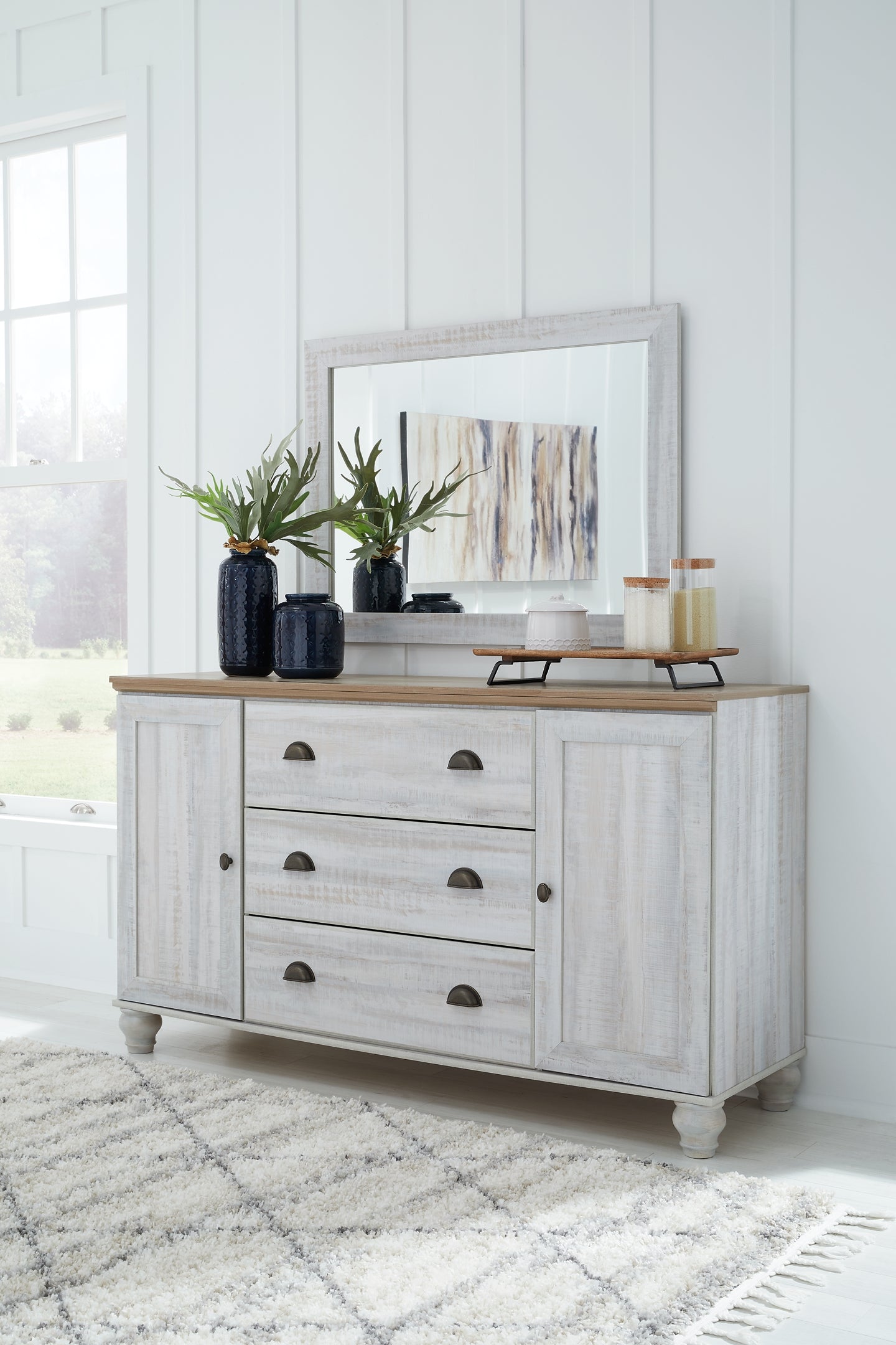 Haven Bay  Panel Bed With Mirrored Dresser