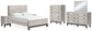 Vessalli  Panel Bed With Mirrored Dresser, Chest And 2 Nightstands