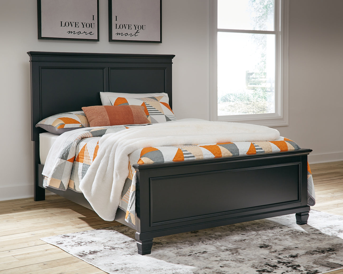 Lanolee  Panel Bed With Mirrored Dresser, Chest And 2 Nightstands