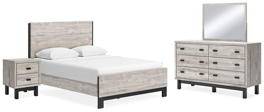 Vessalli  Panel Bed With Mirrored Dresser And Nightstand