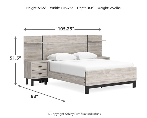 Vessalli  Panel Bed With Mirrored Dresser And Chest