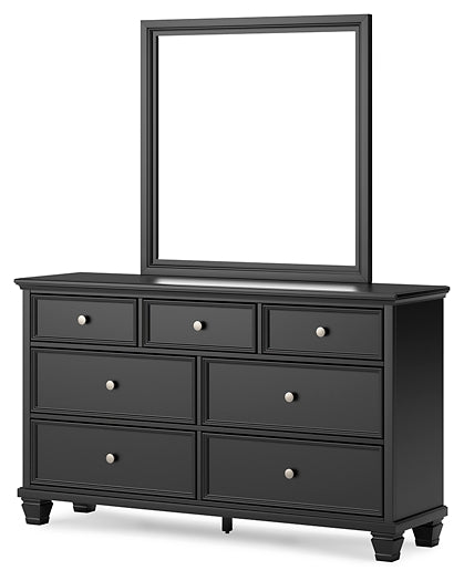 Lanolee California  Panel Bed With Mirrored Dresser, Chest And 2 Nightstands