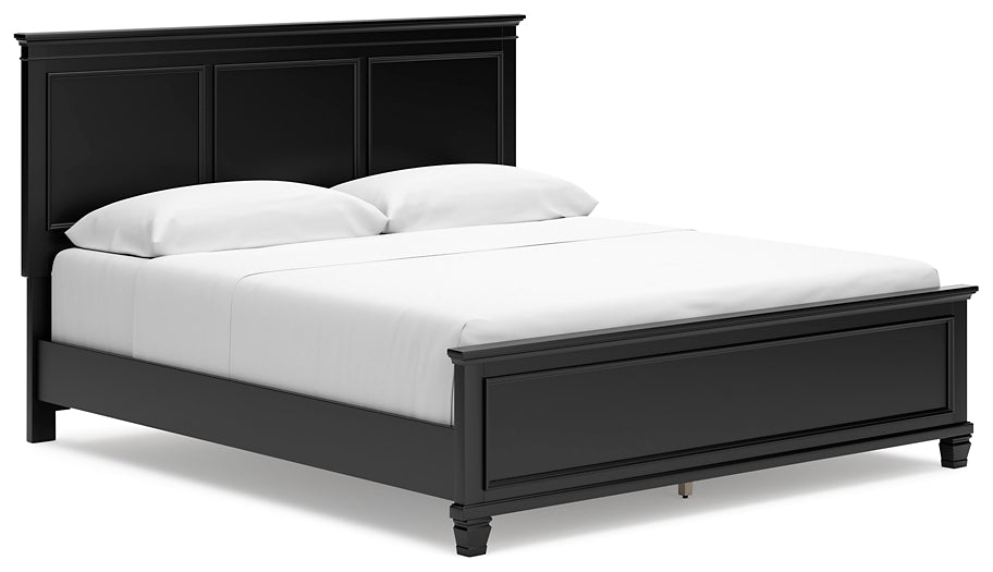 Lanolee California  Panel Bed With Mirrored Dresser, Chest And 2 Nightstands