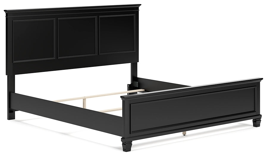 Lanolee California  Panel Bed With Mirrored Dresser, Chest And 2 Nightstands