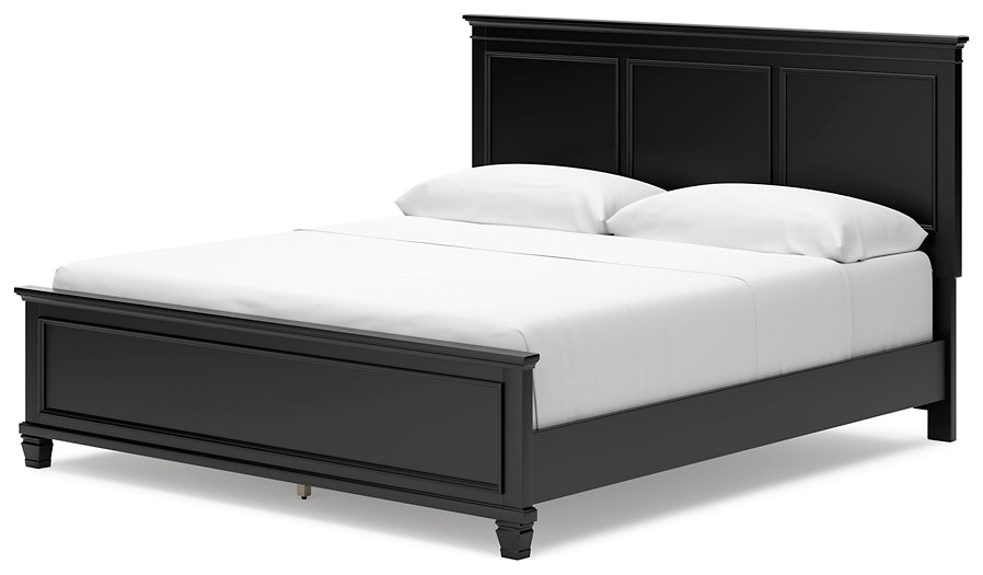 Lanolee California  Panel Bed With Mirrored Dresser, Chest And 2 Nightstands