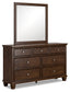 Danabrin California  Panel Bed With Mirrored Dresser, Chest And 2 Nightstands