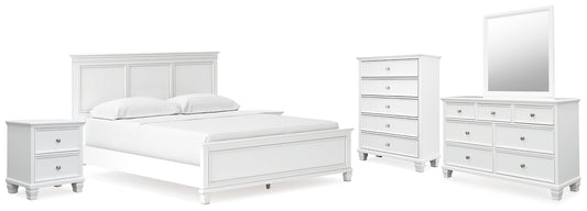 Fortman California  Panel Bed With Mirrored Dresser, Chest And 2 Nightstands