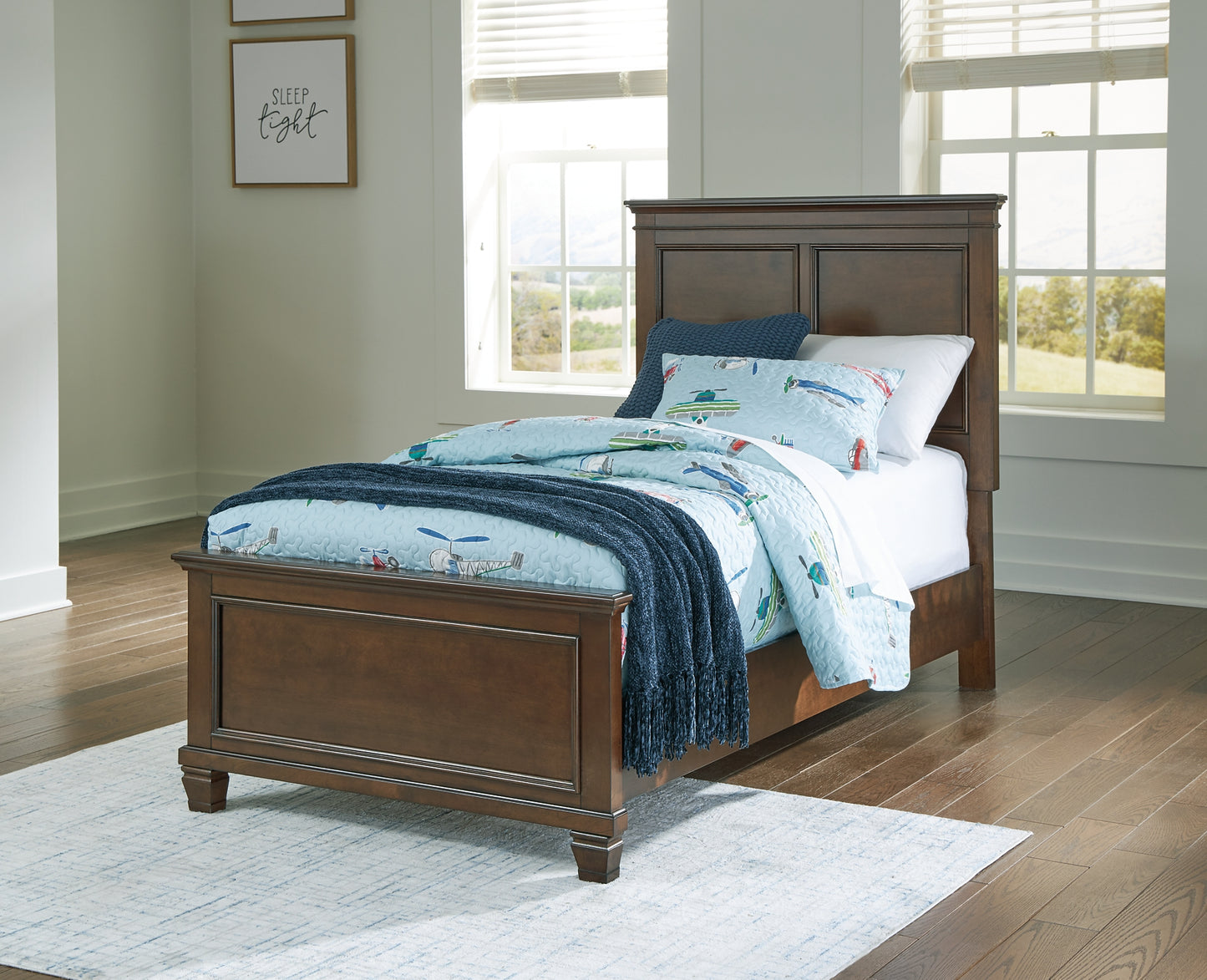 Danabrin  Panel Bed With Mirrored Dresser