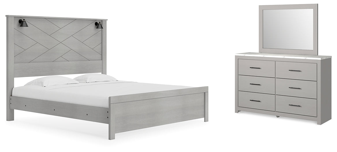 Cottonburg  Panel Bed With Mirrored Dresser