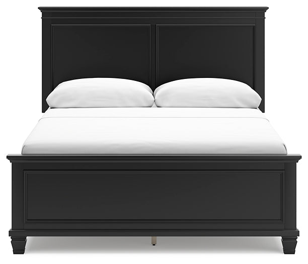 Lanolee  Panel Bed With Mirrored Dresser, Chest And Nightstand