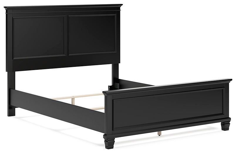 Lanolee  Panel Bed With Mirrored Dresser, Chest And Nightstand