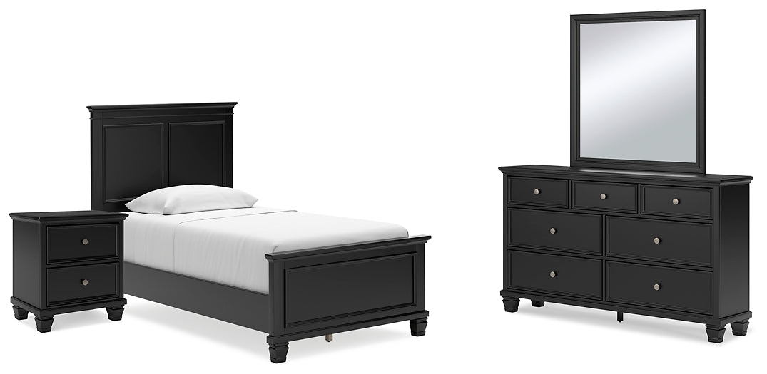 Lanolee  Panel Bed With Mirrored Dresser And Nightstand