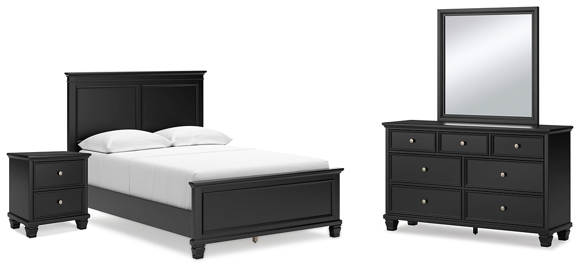 Lanolee  Panel Bed With Mirrored Dresser And Nightstand