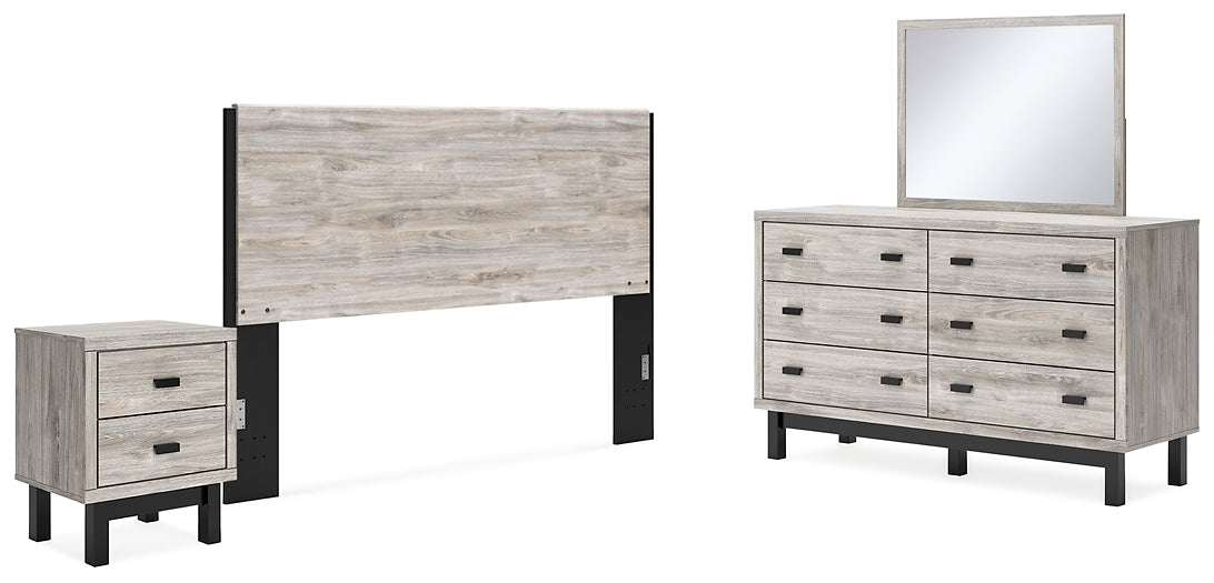 Vessalli  Panel Headboard With Mirrored Dresser And Nightstand