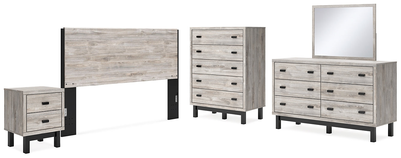 Vessalli  Panel Headboard With Mirrored Dresser, Chest And Nightstand