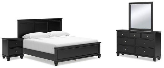 Lanolee  Panel Bed With Mirrored Dresser And Nightstand