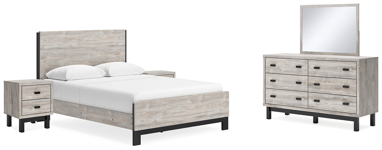 Vessalli  Panel Bed With Mirrored Dresser And 2 Nightstands