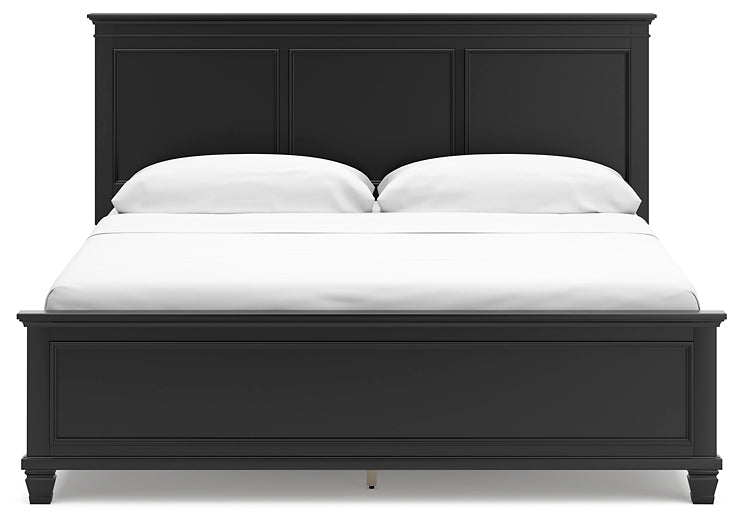 Lanolee California  Panel Bed With Mirrored Dresser, Chest And Nightstand