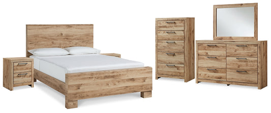 Hyanna  Panel Bed With Mirrored Dresser, Chest And 2 Nightstands