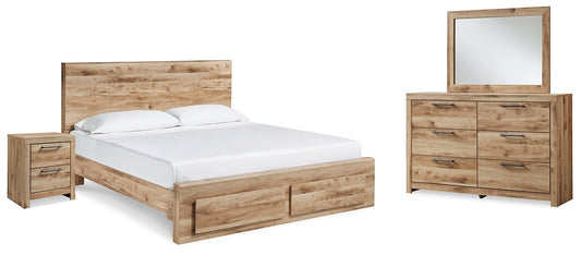 Hyanna  Panel Storage Bed With Mirrored Dresser And Nightstand