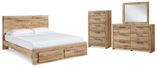 Hyanna  Panel Storage Bed With Mirrored Dresser And Chest