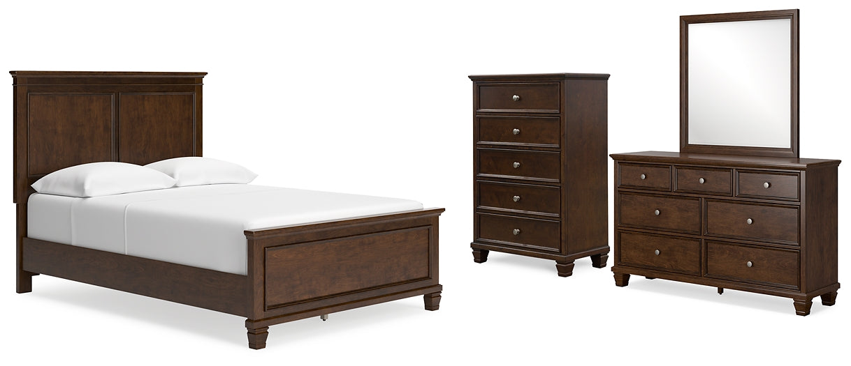 Danabrin  Panel Bed With Mirrored Dresser And Chest