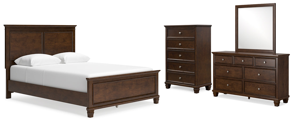 Danabrin  Panel Bed With Mirrored Dresser And Chest