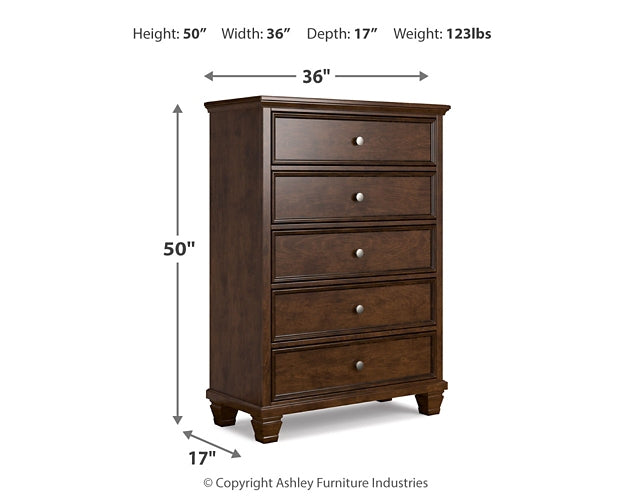 Danabrin  Panel Bed With Mirrored Dresser And Chest