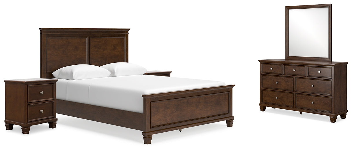 Danabrin  Panel Bed With Mirrored Dresser And 2 Nightstands