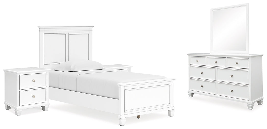 Fortman  Panel Bed With Mirrored Dresser And 2 Nightstands