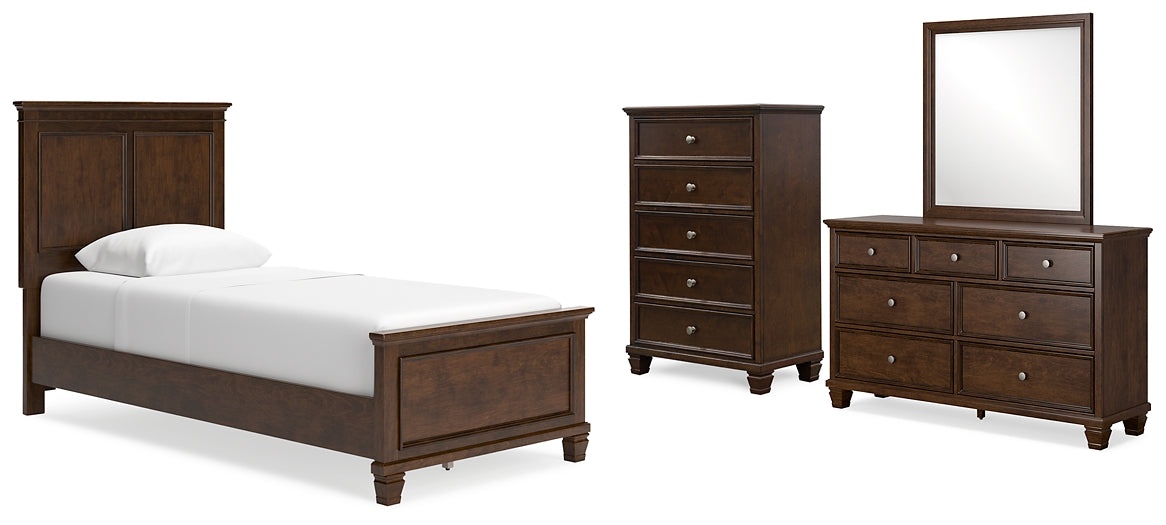 Danabrin  Panel Bed With Mirrored Dresser And Chest