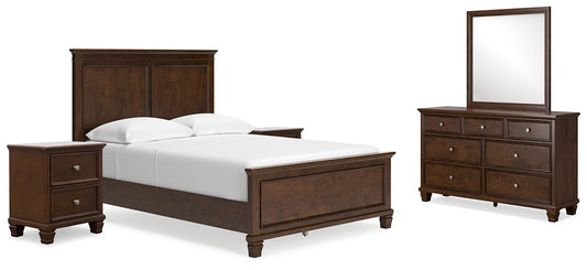 Danabrin  Panel Bed With Mirrored Dresser And 2 Nightstands