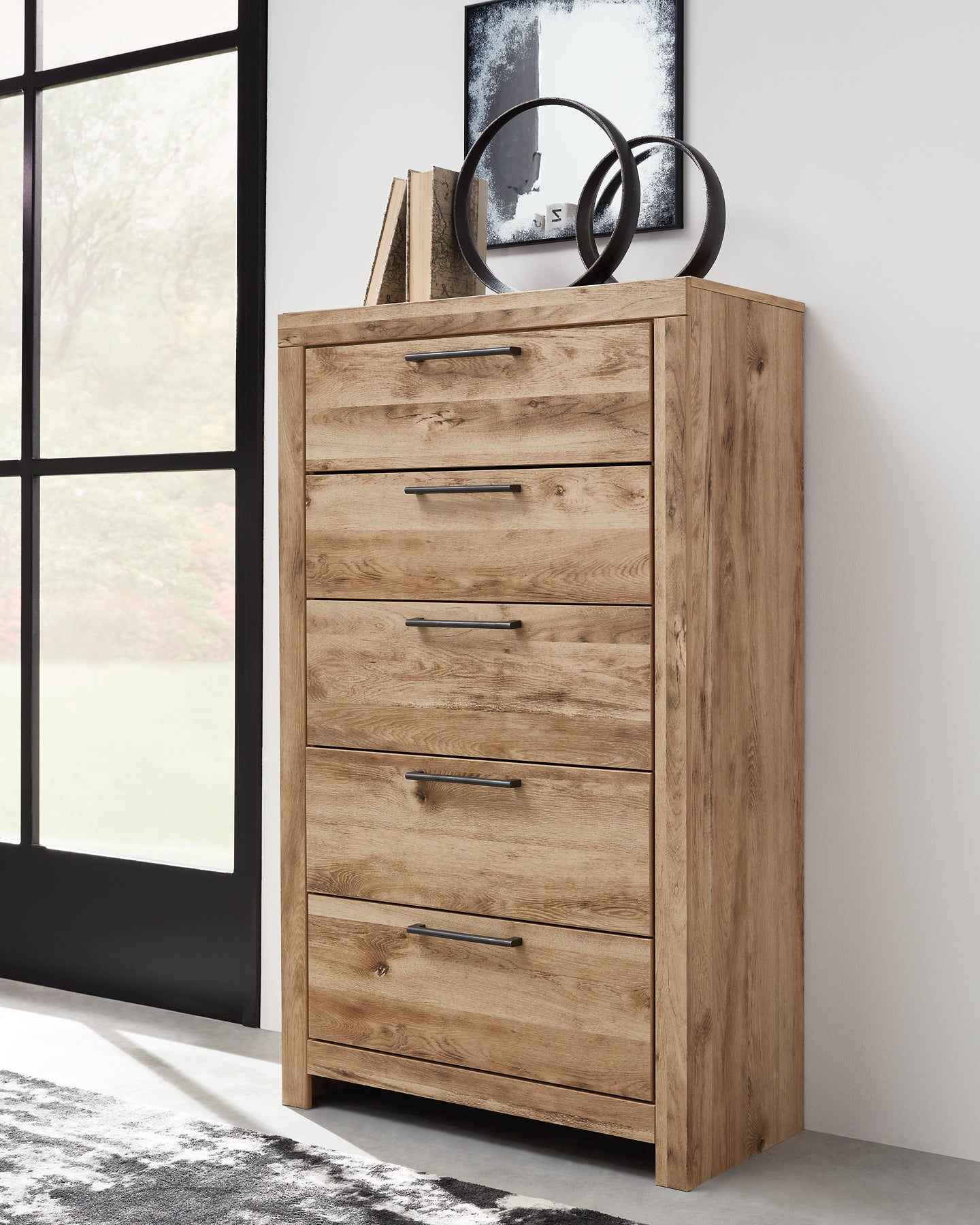 Hyanna  Panel Storage Bed With Mirrored Dresser And Chest