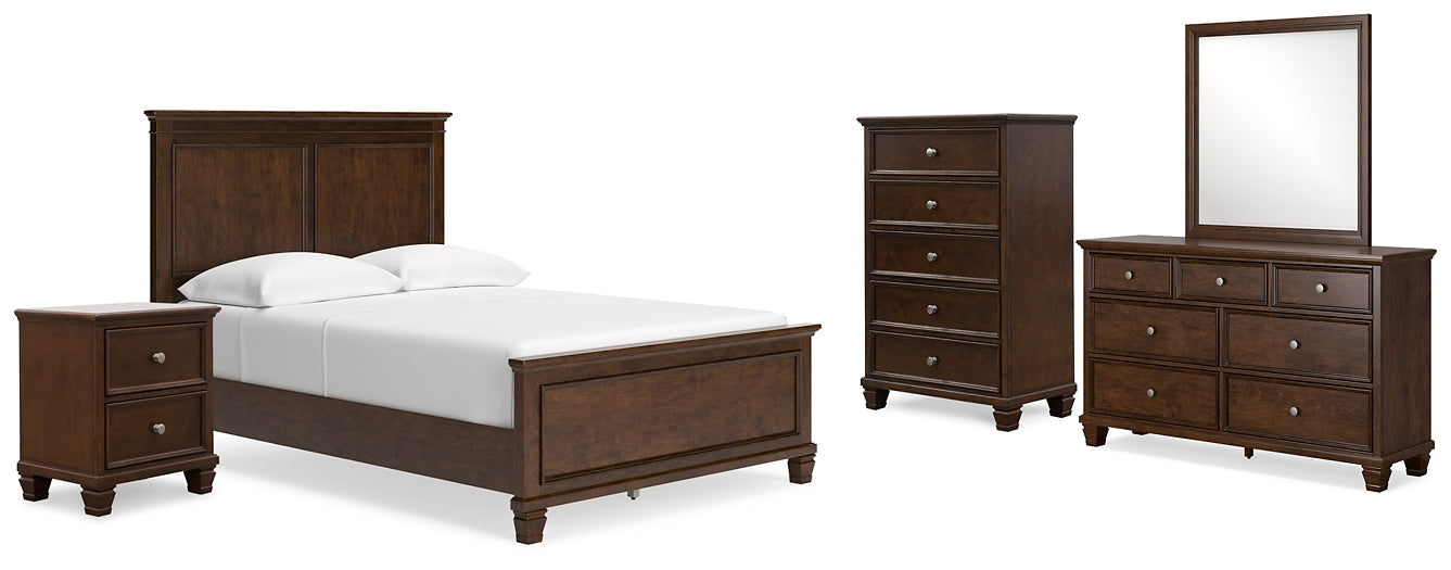 Danabrin  Panel Bed With Mirrored Dresser, Chest And Nightstand