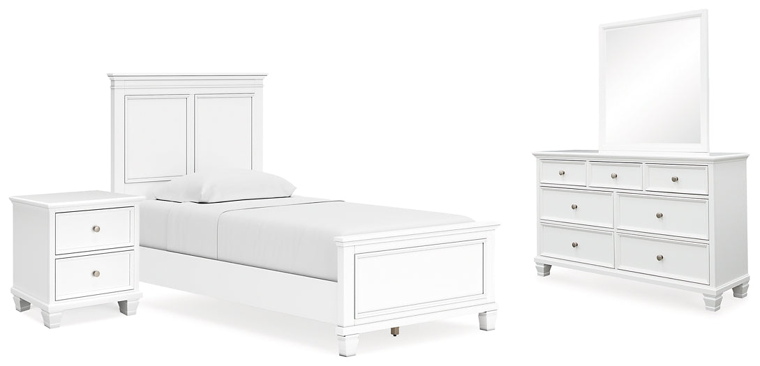 Fortman  Panel Bed With Mirrored Dresser And Nightstand