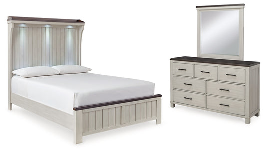 Darborn  Panel Bed With Mirrored Dresser