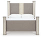 Surancha  Poster Bed With Mirrored Dresser And 2 Nightstands