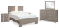 Surancha  Panel Bed With Mirrored Dresser And 2 Nightstands