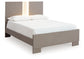 Surancha  Panel Bed With Mirrored Dresser And 2 Nightstands